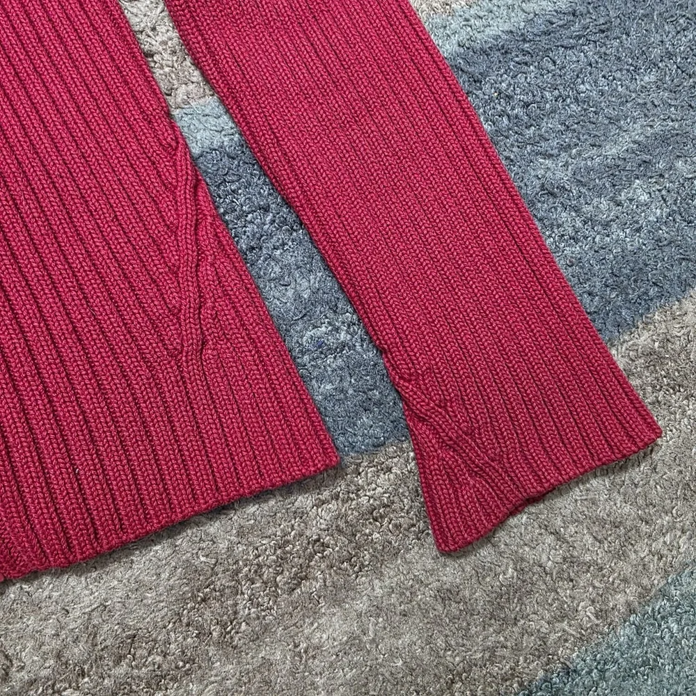Ralph Lauren Women’s Red Ribbed Full Zip Mock Neck Knit Sweater Size M